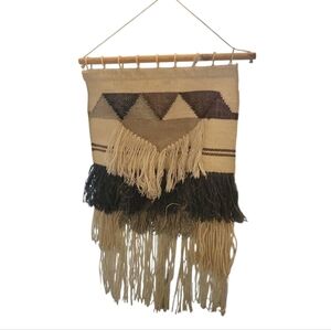 MCM Boho Hand Woven Tufted Wool Tapestry Geometric Woven Wall Hanging Fringe
